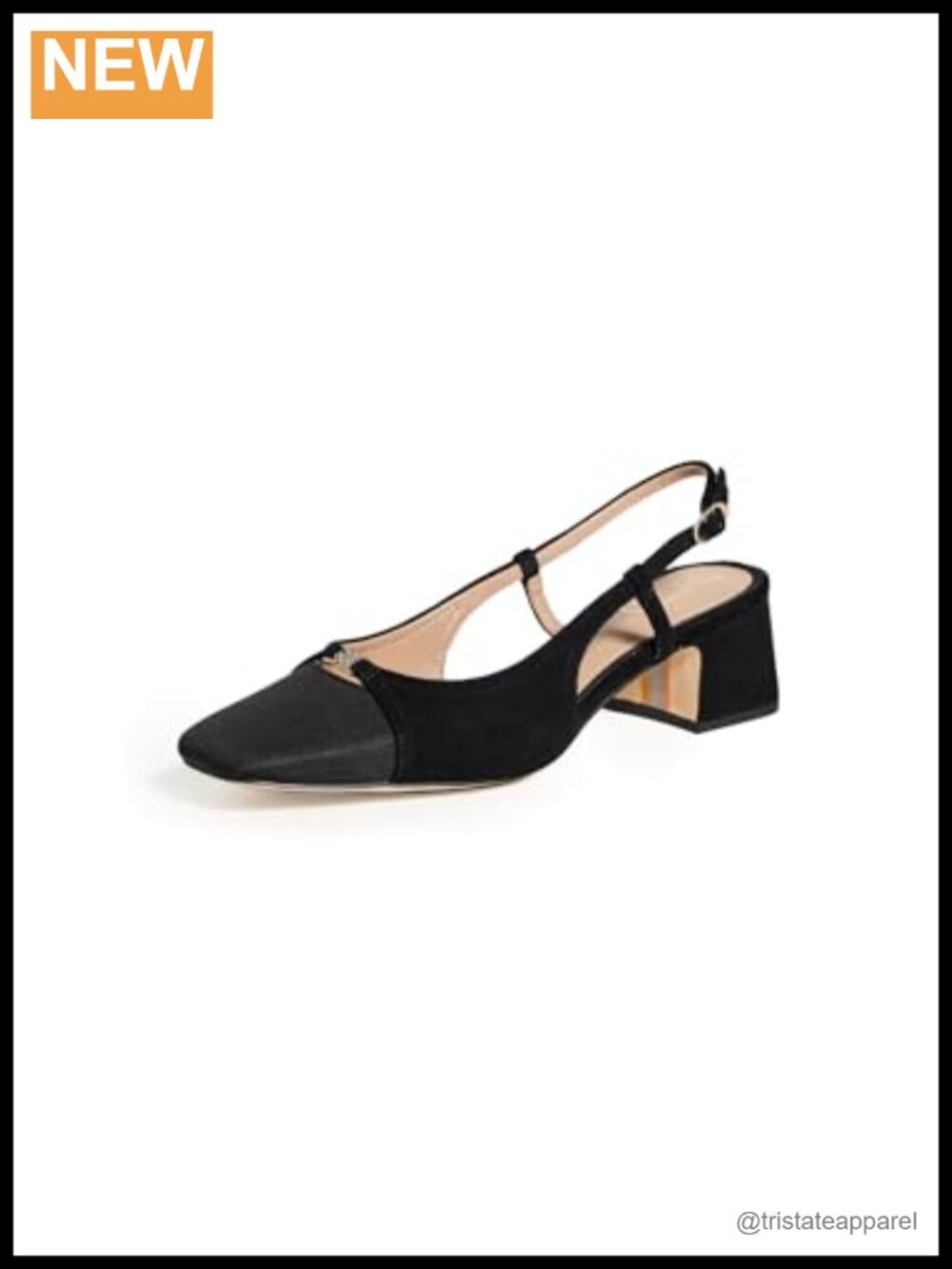 Slingback Block Heel Pump Square Toe Suede Dress Shoe
